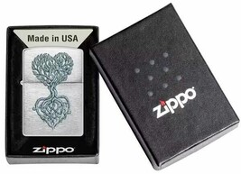 Rooted in Love Tree Heart Design, Brushed Chrome Finish  Zippo Lighter - $28.45