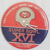 San Francisco 49ers 1981 NFC Champions  SUPERBOWL XVI  Jan 1982 Pinback Button - £6.35 GBP