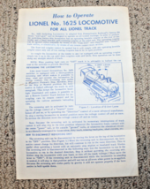 Lionel Postwar #1625 Steam Locomotive Instruction Sheet #1625-11 3-58 Nice - £12.61 GBP