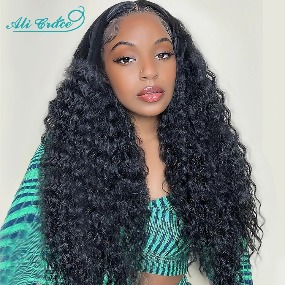 Ali Grace Hair 30inch Kinky Curly Human Hair Wigs Pre Plucked 13x6 Lace Frontal - £186.15 GBP+