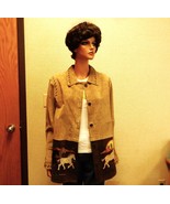 Quacker Factory, Sandy Brown Leather Jacket, Horse Art, Polyester Lining... - $1,489.18 MXN