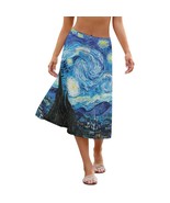 Woman&#39;s Starry Night Art All Over Print Skirt (Size S-2XL) - £20.45 GBP
