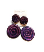 Cosmic Swirl Purple/Pink Rose Disc Earrings - $53.23 CAD
