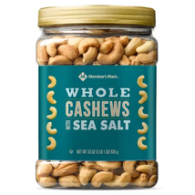 Member&#39;S Mark Roasted Whole Cashews with Sea Salt, 33 Oz. - £11.46 GBP