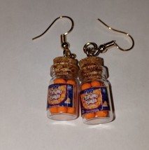 Cheese Ball Jar Earrings Gold Tone Wire Cheesy Snack Puff Kids - $8.50