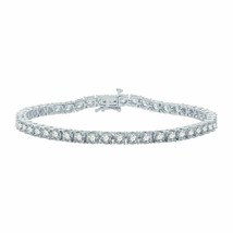 7.50 CT 3mm Lab-Created Moissanite 14k White Gold Plated Tennis Bracelet 7.5&quot; - £397.37 GBP