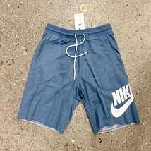 NWT Nike 836277-407 Men&#39;s Sportswear Shorts Cotton Loose Fit Blue White Size L - £31.93 GBP
