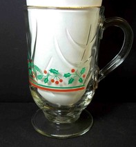 Irish Coffee footed mug Holly &amp; Berries gold rim ARBY&#39;S 1980s Christmas 10 oz - £4.52 GBP