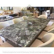 Elegant Natural Grey Agate Stone Table Top Agate Kitchen Countertop Slab Agate D - £983.31 GBP