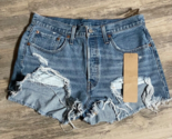 Levis 501 Original Cut Off Denim Shorts Light Raw Hem Distressed Womens ... - £19.01 GBP