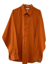 Van Heusen Classic Fit Mens 18.5 Shirt Orange Satin Stripe Wrinkle Free ... - $8.73