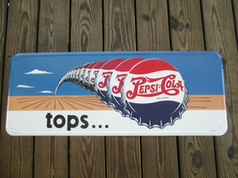 Pepsi Steel Sign Blue Pepsi Tops Bottle Cap Retro Reproduction - $64.35