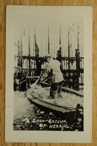 Vintage RPPC Photo Postcard Herring Fishing Fisherman New Brunswick 1947 Cancel - £11.74 GBP