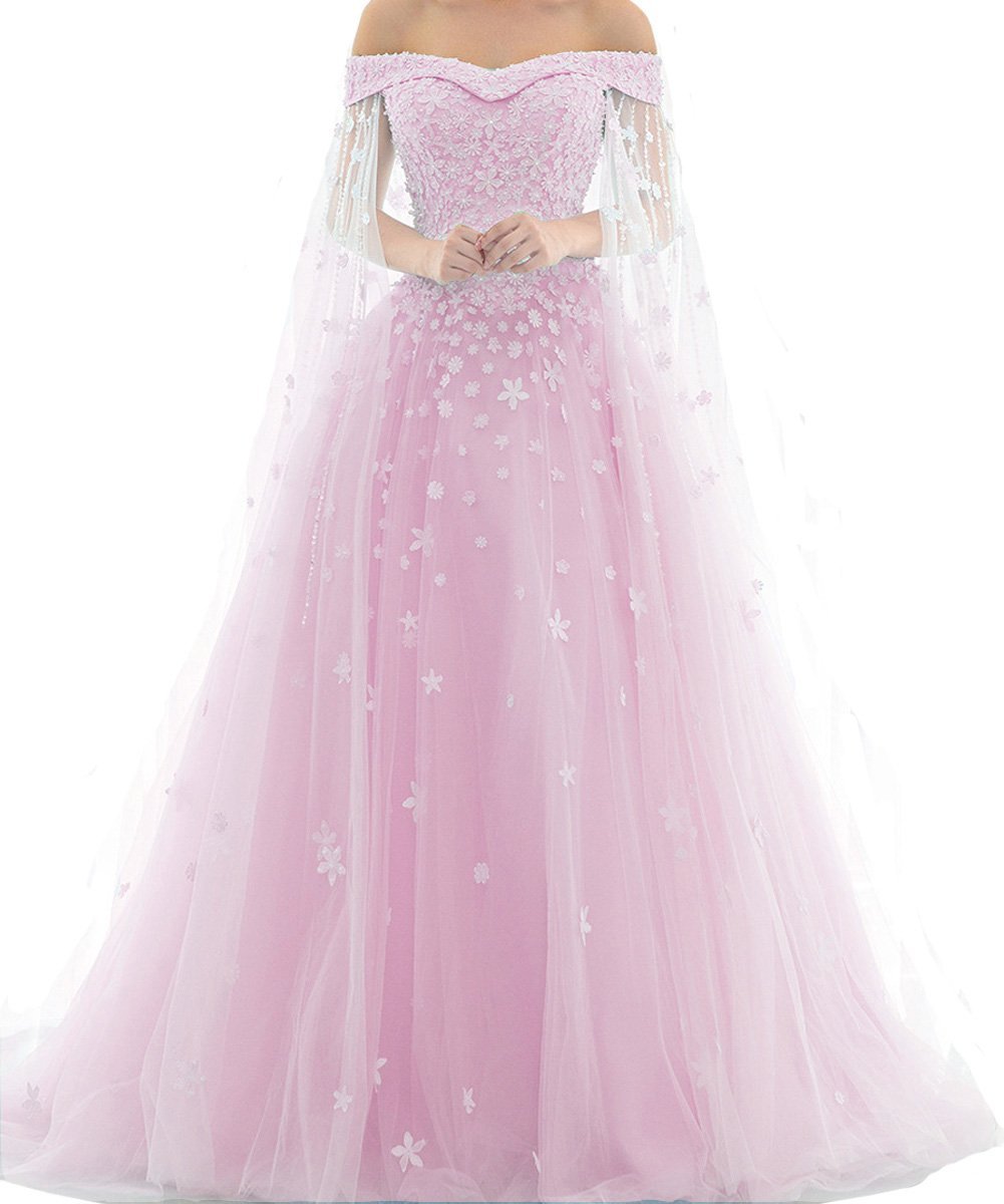 Kivary Off Shoulder Lace Beaded Long A Line Formal Prom Dresses Evening Gowns Li