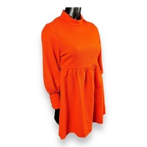 Vintage 70s Rag Dolls San Francisco Bright Orange Polyester Knit Dress 3... - £34.85 GBP