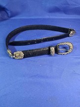 1996 Brighton Belt Black Leather Silver Buckle - 36 Inches From Tip To Buckle - £18.37 GBP