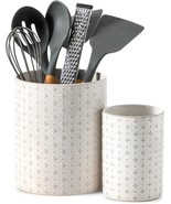 Ceramic Utensil Holder Set, 7.1” + 5.3”, Arctic White, Non-Slip Crocks - $553.42 MXN