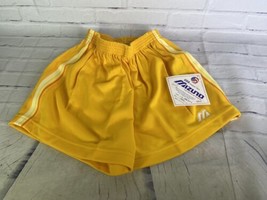 Vtg Mizuno Volleyball Shorts Deadstock Yellow Unisex Mens Womens Small Usa Made - £33.22 GBP