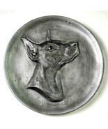 Vintage Earl Sherwan Gray Doberman Dog Plate Hand Made Relief 3D Sculpte... - $54.10 CAD