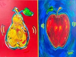 Lisa Grubb Good Fruit Canvas Pear and Apple Pop Art - £197.80 GBP