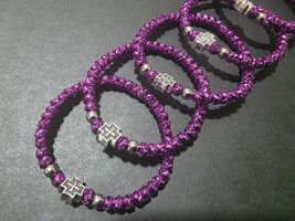 Purple Christian bracelet, handmade Orthodox komboskini, purple wrist ro... - $9.99