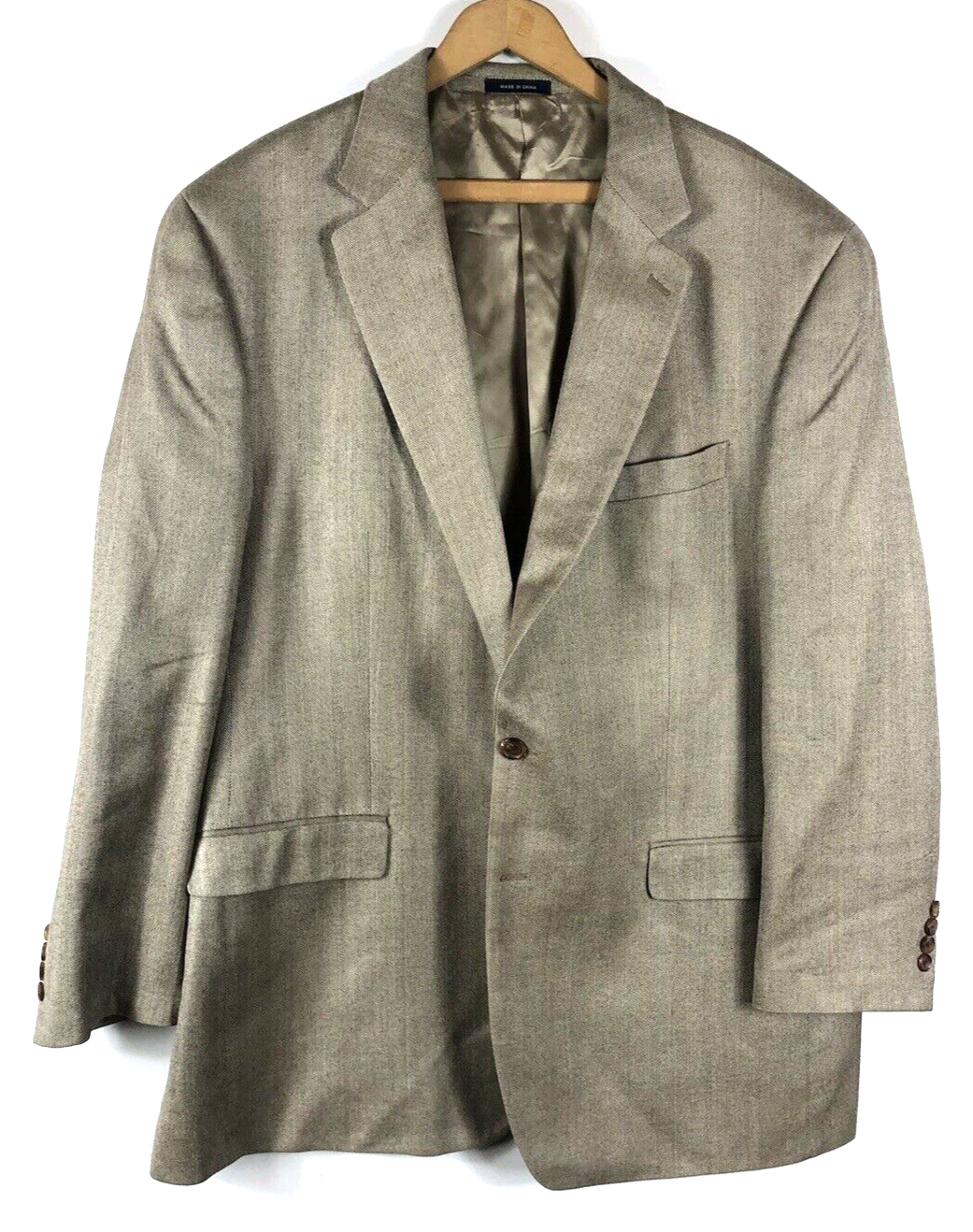 Ralph Lauren Blazer Suit Jacket 48L 48 Long 100% Silk Woven Brown Herrin... - $121.19