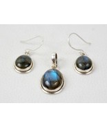 925 Sterling Silver Labradorite Gemstone Handmade Necklace Earrings Gift... - £34.78 GBP