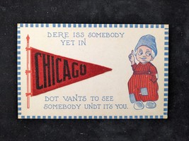 Antique 1913 CHICAGO Souvenir Postcard Dutch English - Felt Pennant - K&amp;T - £7.95 GBP