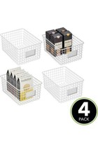 mDesign Large Steel Storage Organizer Bin Baskets with Label Slot for Kitchen... - £46.14 GBP