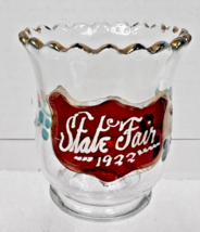 1922 State Fair Ruby Flash w Hand Enameled Roses Toothpick Holder NICE! ... - $16.34