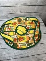 Vtg 16" Round Quilted Casserole/Cake/Pie Carrier Fabric Cloth Retro 70s ... - $13.85