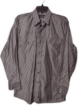 Panhandle Slim Black Snap Western Shirt Mens Size M Charcoal Gray Stripe... - $20.89