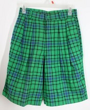 Vtg 90s Gap 27 Blue Green Plaid Pleated Cotton Shorts 10&quot; Inseam Flaws - £18.18 GBP