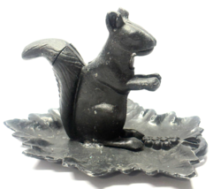 Squirrel On Leaf 8&quot; Cast Black Aluminum Vintage Nutcracker - $14.85