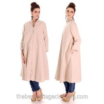 VTG 70s Vuokko Mod Tent Coat Khaki Cotton Poplin Classic Scandinavian S/M - $391.05