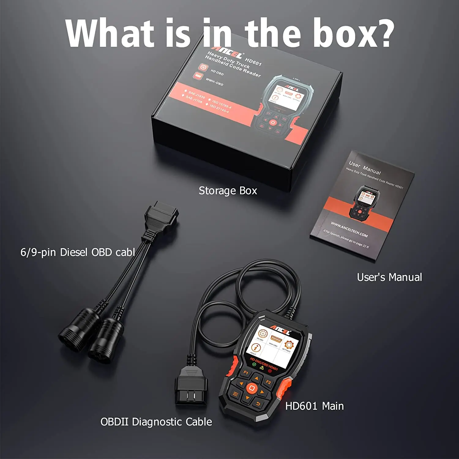 ANCEL HD601 Heavy Duty Truck Code Reader Full System OBD2 Diagnostic Scan Tool C - £234.59 GBP