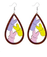 Easter Earrings Wooden Bunny Earrings Women&#39;s Holiday Earrings Girls Eas... - $23.00