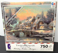 Thomas Kinkade Cobblestone Christmas 750 Pc Puzzle Hidden Holiday Messages - $9.89