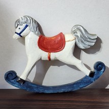 Rocking horse soapstone wall decor 5in plaque - $9.74