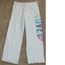 Womens Pants Victorias Secret White Elastic Waist Sequined Sweatpants-si... - $28.71