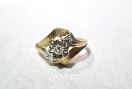 Vintage 14K Yellow Gold Ladies Diamond Ring .11 TCW Size 4 1/2 K1614 - £304.29 GBP