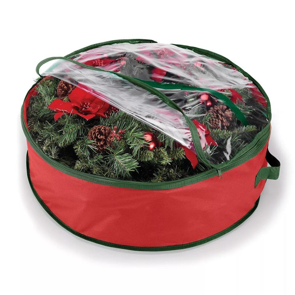 NEW Whitmor Christmas Holiday Wreath & Garland Storage Bag w/ handles 30 inch re - £7.95 GBP