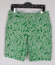 Lands End 10 Green Patterned Mid Rise Cotton Stretch Shorts - £18.66 GBP