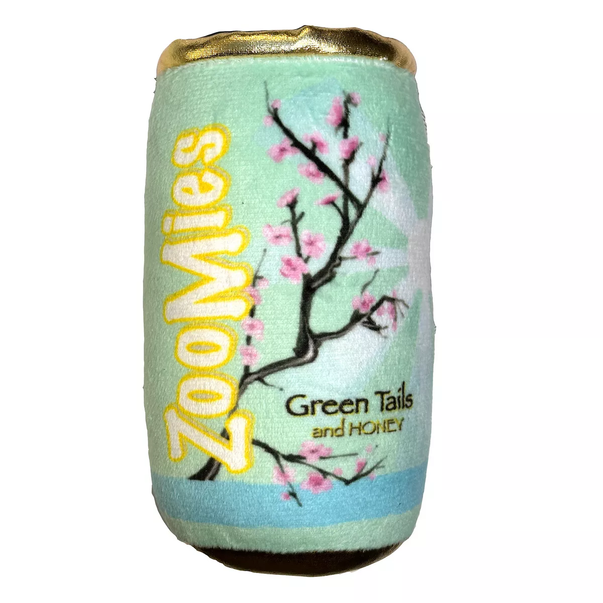 NEW Woof Zoomies Green Tails Plush Squeaky Dog Toy looks like Arizona Tea Can 6&quot; - £8.81 GBP