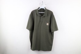 Vintage Carhartt Mens Size Large Faded Spell Out Collared Polo Shirt Moss Green - £34.91 GBP