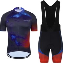 Men&#39;S Cycling Jersey Set Road Bike Shorts Sleeves Jersey Zipper Pokcet Bib - $39.97