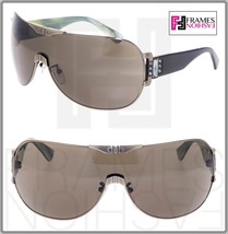 LANVIN LN027S Brushed Metal Black Bronze Horn Visor Wrap Crystal Sunglasses 027 - £213.62 GBP