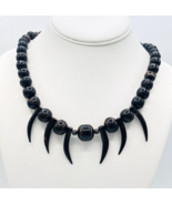 Vintage Black Coral Tribal Caveman Necklace - $98.01