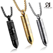 Mens Stainless Steel Bible Bullet Pendant Necklace Silver Gold Black Chain 24" - £7.08 GBP+
