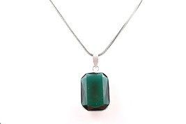 Fait Main Rhodium Poli Vert Colonne Vertébrale Forme Ovale Femme Collier... - £18.80 GBP+